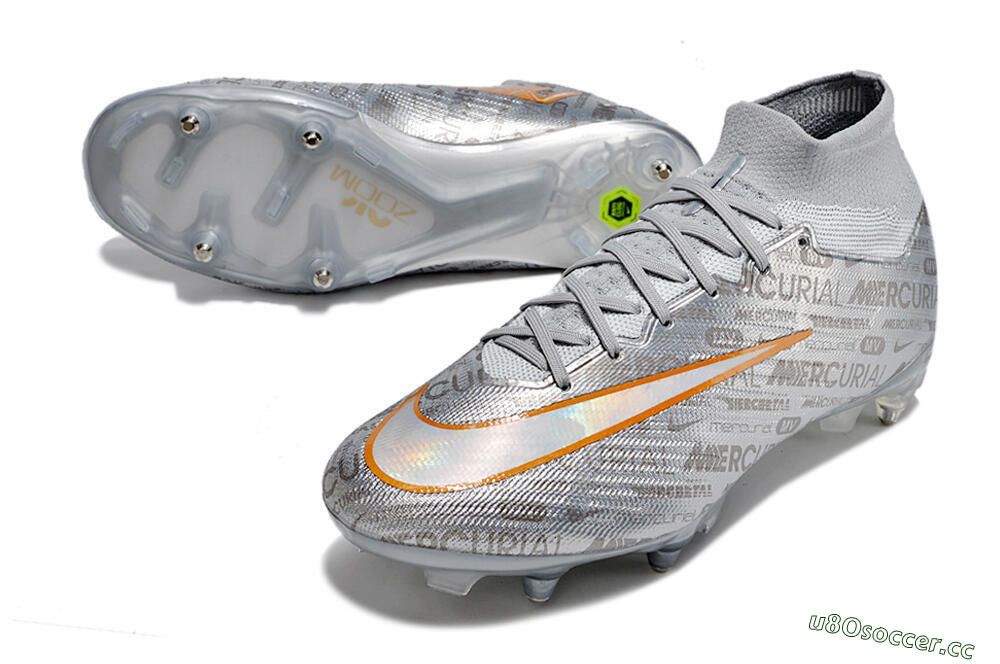 Men's Nike Air Zoom Mercurial Superfly 9 Elite SG Soft Ground High-Tops Football Boots - Silver/Gold 3