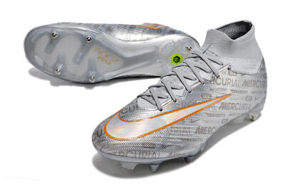 Men's Nike Air Zoom Mercurial Superfly 9 Elite SG Soft Ground High-Tops Football Boots - Silver/Gold