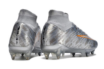 Men's Nike Air Zoom Mercurial Superfly 9 Elite SG Soft Ground High-Tops Football Boots - Silver/Gold