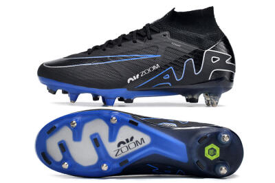Men's Nike Air Zoom Mercurial Superfly 9 Elite SG Soft Ground High-Tops Football Boots - Black/White/Blue