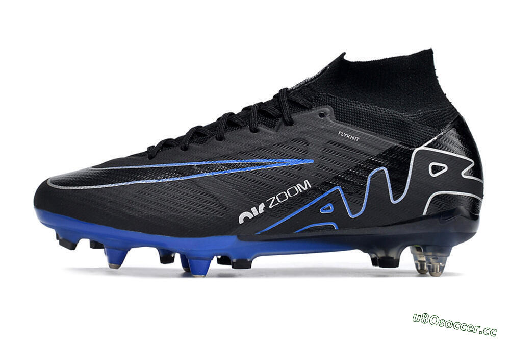 Men's Nike Air Zoom Mercurial Superfly 9 Elite SG Soft Ground High-Tops Football Boots - Black/White/Blue 0