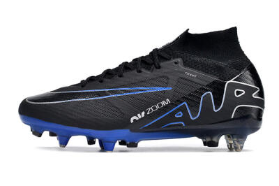 Men's Nike Air Zoom Mercurial Superfly 9 Elite SG Soft Ground High-Tops Football Boots - Black/White/Blue