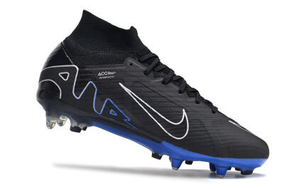 Men's Nike Air Zoom Mercurial Superfly 9 Elite SG Soft Ground High-Tops Football Boots - Black/White/Blue