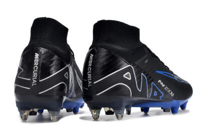 Men's Nike Air Zoom Mercurial Superfly 9 Elite SG Soft Ground High-Tops Football Boots - Black/White/Blue