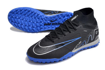 Men's Nike Air Zoom Mercurial Superfly 9 Elite TF Artificial Turf High-Tops Football Shoes - Black/White/Blue