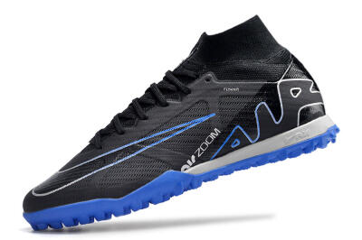 Men's Nike Air Zoom Mercurial Superfly 9 Elite TF Artificial Turf High-Tops Football Shoes - Black/White/Blue