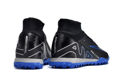 Men's Nike Air Zoom Mercurial Superfly 9 Elite TF Artificial Turf High-Tops Football Shoes - Black/White/Blue