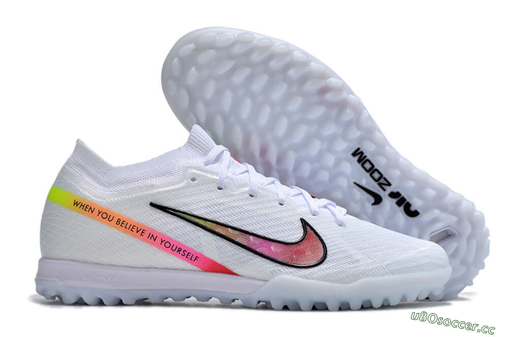 Men's Nike Air Zoom Mercurial Vapor 15 Elite TF Artificial Turf Low-Tops Football Shoes - White/Black/Pink 2