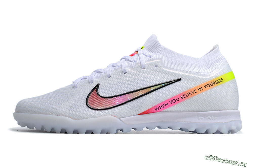 Men's Nike Air Zoom Mercurial Vapor 15 Elite TF Artificial Turf Low-Tops Football Shoes - White/Black/Pink 0