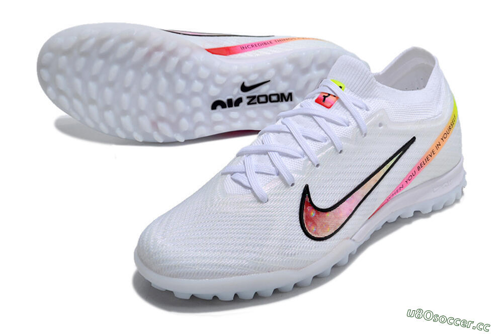Men's Nike Air Zoom Mercurial Vapor 15 Elite TF Artificial Turf Low-Tops Football Shoes - White/Black/Pink 3