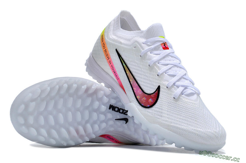 Men's Nike Air Zoom Mercurial Vapor 15 Elite TF Artificial Turf Low-Tops Football Shoes - White/Black/Pink 1