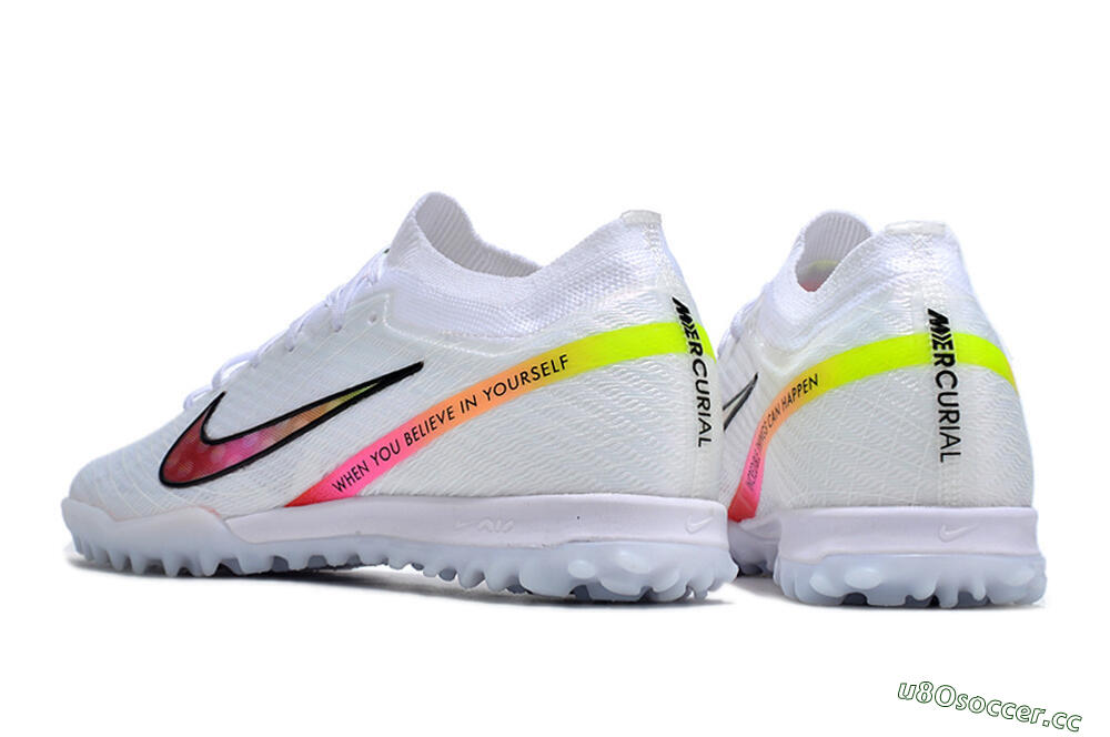 Men's Nike Air Zoom Mercurial Vapor 15 Elite TF Artificial Turf Low-Tops Football Shoes - White/Black/Pink 4
