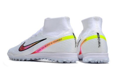 Men's Nike Air Zoom Mercurial Superfly 9 Elite TF Artificial Turf High-Tops Football Shoes - White/Black/Pink