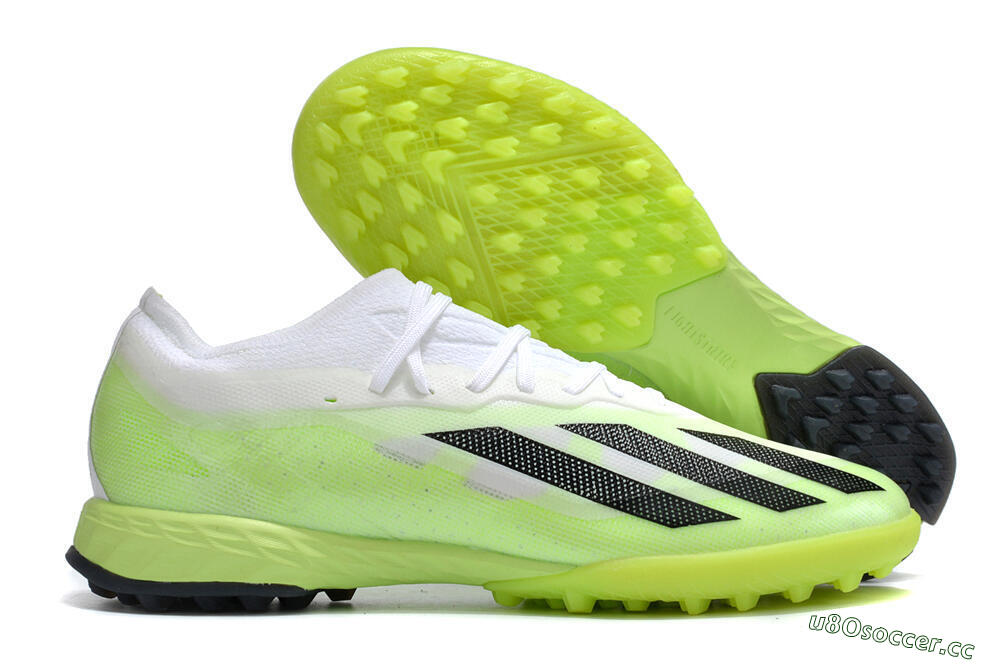 Men's Adidas X Crazyfast.1 TF Artificial Turf Low-Tops Football Shoes - Green/White/Black 2
