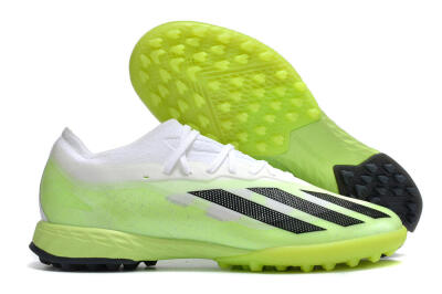 Men's Adidas X Crazyfast.1 TF Artificial Turf Low-Tops Football Shoes - Green/White/Black
