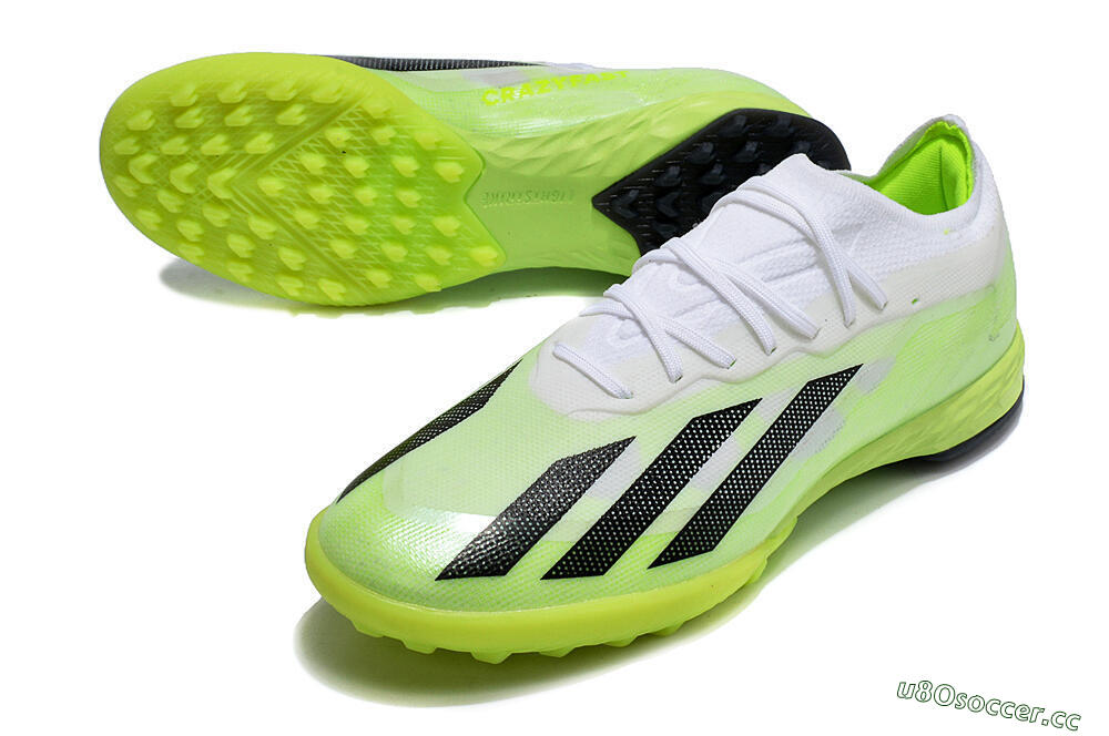 Men's Adidas X Crazyfast.1 TF Artificial Turf Low-Tops Football Shoes - Green/White/Black 3