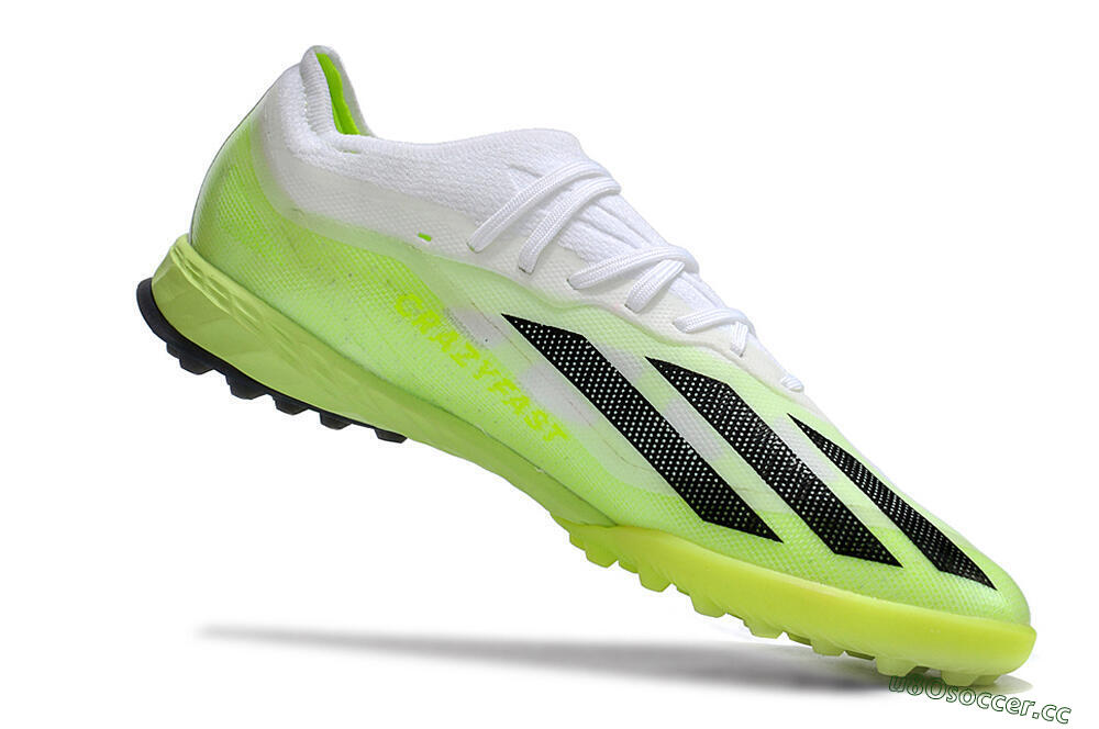 Men's Adidas X Crazyfast.1 TF Artificial Turf Low-Tops Football Shoes - Green/White/Black 4