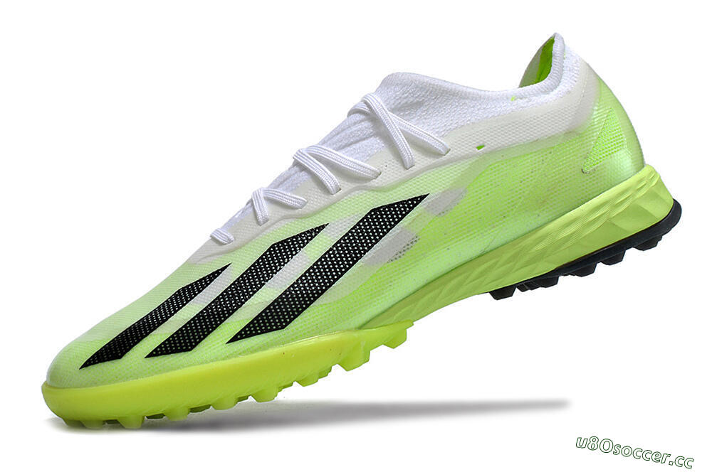 Men's Adidas X Crazyfast.1 TF Artificial Turf Low-Tops Football Shoes - Green/White/Black 5