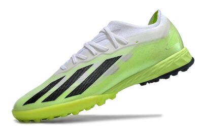 Men's Adidas X Crazyfast.1 TF Artificial Turf Low-Tops Football Shoes - Green/White/Black