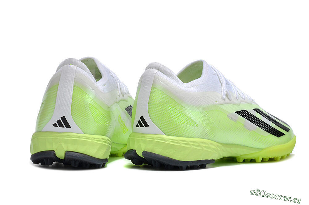 Men's Adidas X Crazyfast.1 TF Artificial Turf Low-Tops Football Shoes - Green/White/Black 6