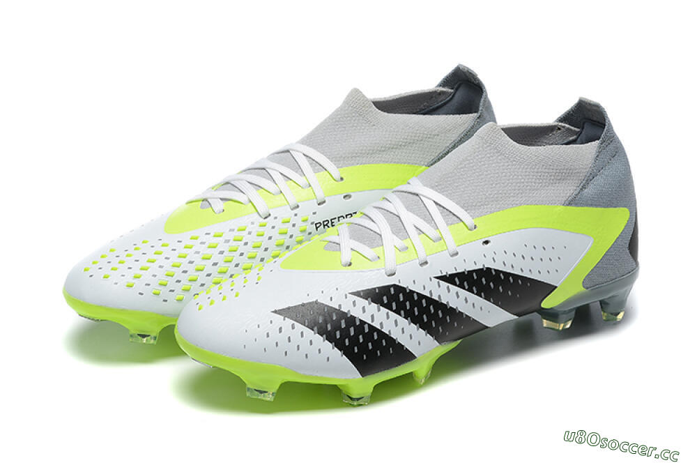 Men's Adidas Predator Accuracy.1 FG Firm Ground High-Tops Football Boots - White/Black/Yellow 6