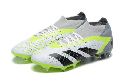Men's Adidas Predator Accuracy.1 FG Firm Ground High-Tops Football Boots - White/Black/Yellow