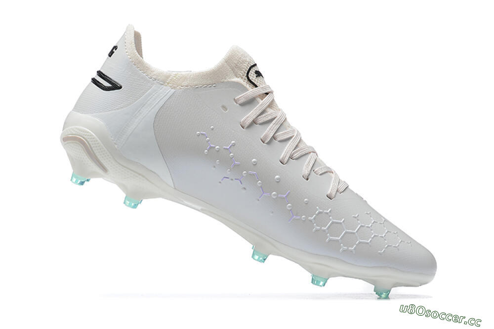 Men's Puma King Ultimate Icon FG Multi Ground Low-Tops Football Boots - White/Black/Green 8
