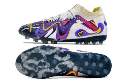 Men's Puma Future Ultimate NJR MG Multi Ground Low-Tops Football Boots - White/Purple/Yellow