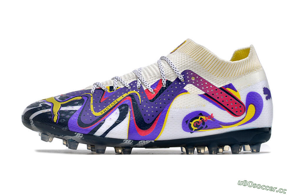 Men's Puma Future Ultimate NJR MG Multi Ground Low-Tops Football Boots - White/Purple/Yellow 0