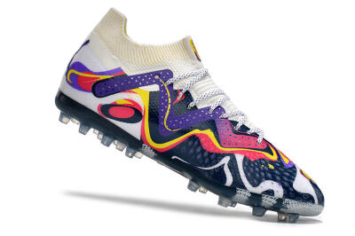 Men's Puma Future Ultimate NJR MG Multi Ground Low-Tops Football Boots - White/Purple/Yellow