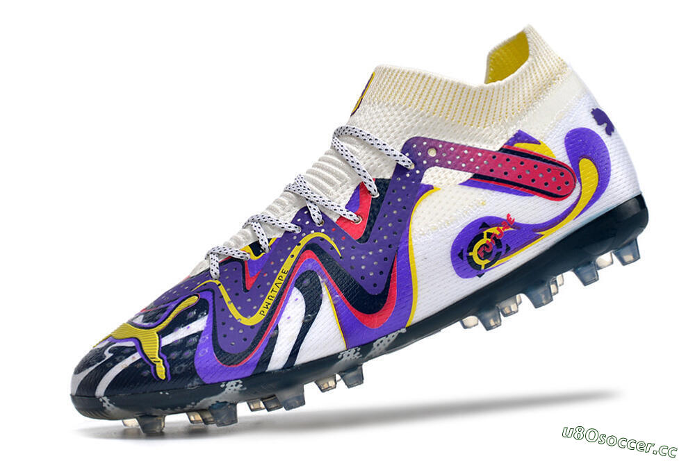 Men's Puma Future Ultimate NJR MG Multi Ground Low-Tops Football Boots - White/Purple/Yellow 5