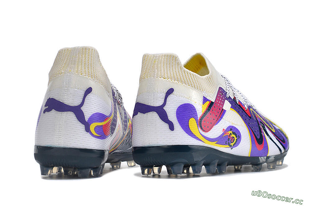 Men's Puma Future Ultimate NJR MG Multi Ground Low-Tops Football Boots - White/Purple/Yellow 6