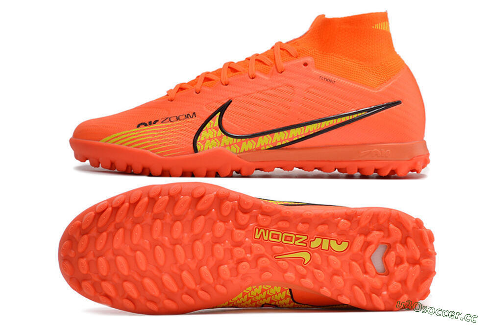 Men's Nike Air Zoom Mercurial Superfly 9 Elite TF Artificial Turf High-Tops Football Shoes - Red/Yellow 1