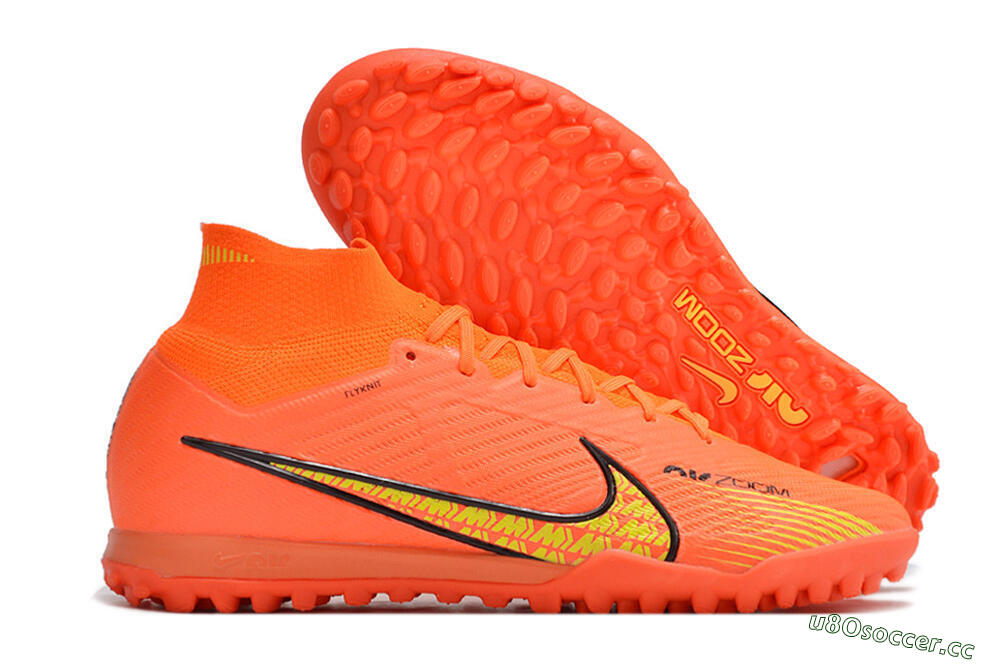 Men's Nike Air Zoom Mercurial Superfly 9 Elite TF Artificial Turf High-Tops Football Shoes - Red/Yellow 2