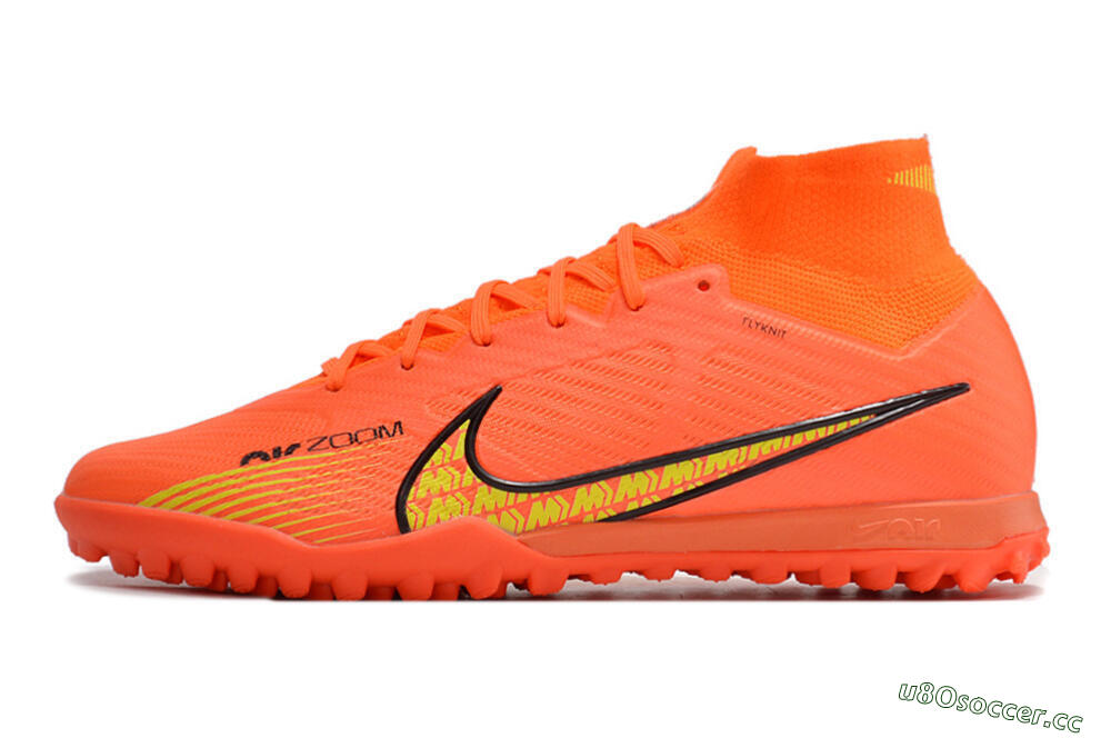 Men's Nike Air Zoom Mercurial Superfly 9 Elite TF Artificial Turf High-Tops Football Shoes - Red/Yellow 0