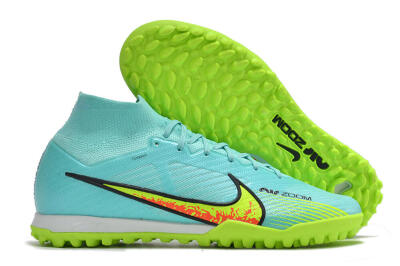 Men's Nike Air Zoom Mercurial Superfly 9 Elite TF Artificial Turf High-Tops Football Shoes - Blue/Green/Black