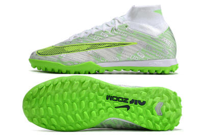 Unisex Nike Air Zoom Mercurial Superfly 9 Elite TF Artificial Turf High-Tops Football Shoes - Green/White/Silver