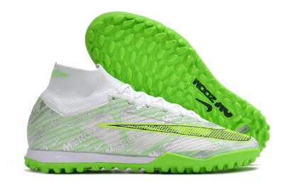Unisex Nike Air Zoom Mercurial Superfly 9 Elite TF Artificial Turf High-Tops Football Shoes - Green/White/Silver