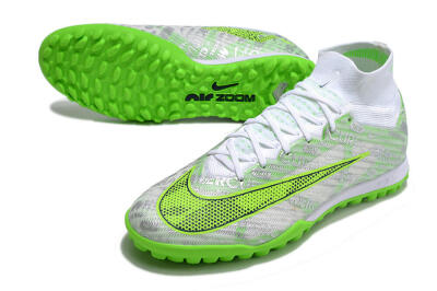 Unisex Nike Air Zoom Mercurial Superfly 9 Elite TF Artificial Turf High-Tops Football Shoes - Green/White/Silver