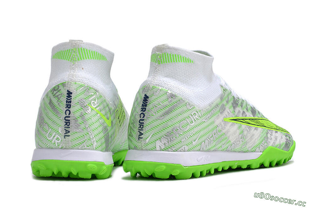 Unisex Nike Air Zoom Mercurial Superfly 9 Elite TF Artificial Turf High-Tops Football Shoes - Green/White/Silver 6