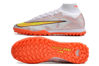 Unisex Nike Air Zoom Mercurial Superfly 9 Elite TF Artificial Turf High-Tops Football Shoes - Orange/White/Silver
