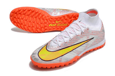 Unisex Nike Air Zoom Mercurial Superfly 9 Elite TF Artificial Turf High-Tops Football Shoes - Orange/White/Silver
