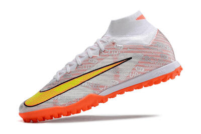 Unisex Nike Air Zoom Mercurial Superfly 9 Elite TF Artificial Turf High-Tops Football Shoes - Orange/White/Silver