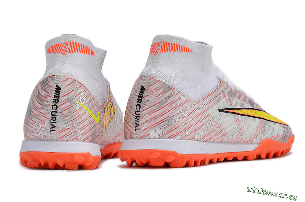 Unisex Nike Air Zoom Mercurial Superfly 9 Elite TF Artificial Turf High-Tops Football Shoes - Orange/White/Silver 6