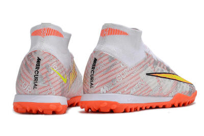 Unisex Nike Air Zoom Mercurial Superfly 9 Elite TF Artificial Turf High-Tops Football Shoes - Orange/White/Silver