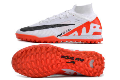 Unisex Nike Mercurial Superfly 9 Elite TF Artificial Turf High-Tops Football Shoes - White/Black/Red