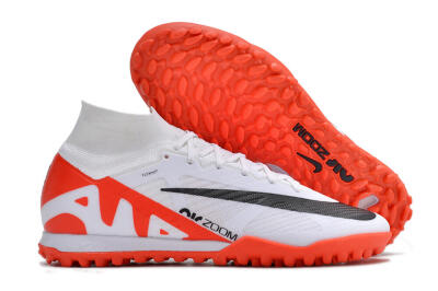 Unisex Nike Mercurial Superfly 9 Elite TF Artificial Turf High-Tops Football Shoes - White/Black/Red