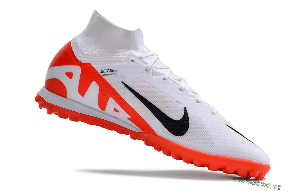 Unisex Nike Mercurial Superfly 9 Elite TF Artificial Turf High-Tops Football Shoes - White/Black/Red 4