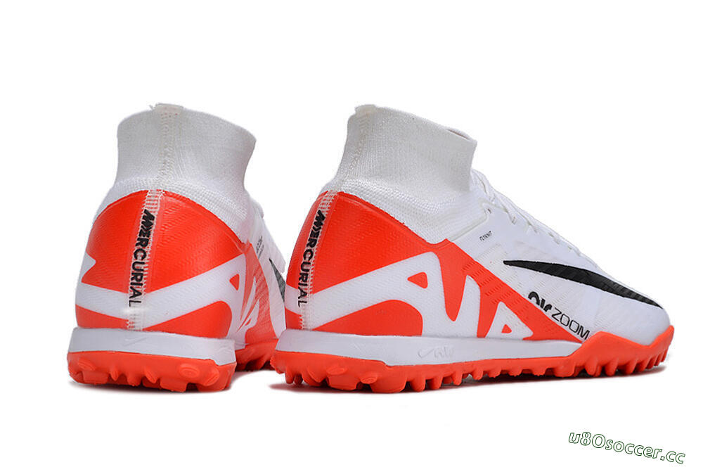 Unisex Nike Mercurial Superfly 9 Elite TF Artificial Turf High-Tops Football Shoes - White/Black/Red 6