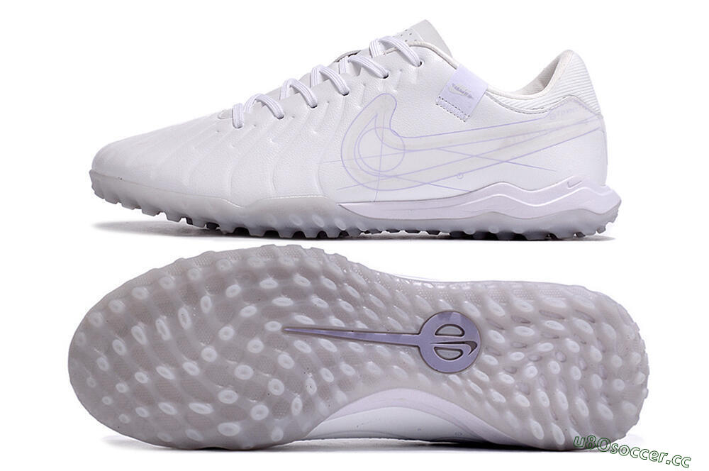 Men's Nike Tiempo Legend 10 TF Artificial Turf Low-Tops Football Shoes - White/Blue 1
